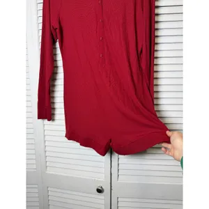 SKIMS Soft Lounge Long Sleeve Henley Onesie Red Brick Women XL NWT thumbnail 6