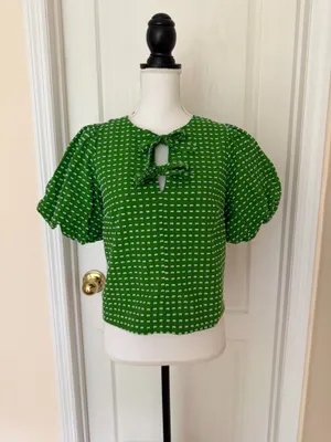 Kate Spade New York x Target Green Dot Puff Sleeve Blouse, Sz S thumbnail 2