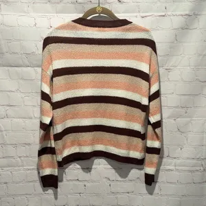 Garage‎ Pink, White, and Maroon Stripe Knit Sweater Woman's Size XS thumbnail 3