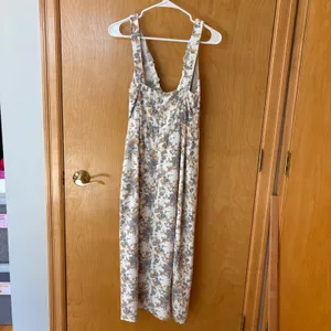 Abercrombie & Fitch Midi Dress Womens S White Floral Tie Front Ruffle Slit thumbnail 7