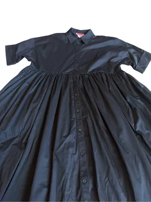 Kate Spade Black Cotton Midi Dress Sleeve Full Shirt Button Down Medium Women's thumbnail 5