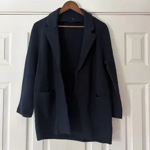 Quince‎ Women's Navy Organic Cotton Knit Blazer Size Small EUC thumbnail 5