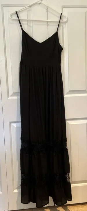 Bebe Stunning Black Lace long Dress size S-p thumbnail 1