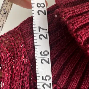 Burgundy Open-Knit Sleeveless Sweater with Sequins‎ & Fringe - One Size thumbnail 7