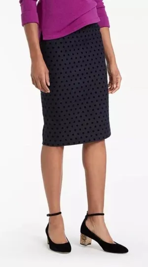 Boden $98 Polka Dot 2 6 Freya Wool Blend Wiggle Skirt Pencil Black Velvet Gray thumbnail 1