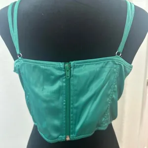 Satin Spaghetti Strap Party Crop Top Rave‎ Cute Zip Back Outfits Corset thumbnail 4