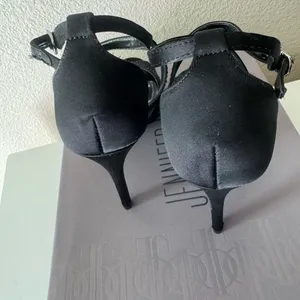 Jennifer Lopez Black Strappy Crystal Accent Heels thumbnail 5