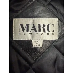 Marc New‎ York Leather Jacket Black Quilted Lined Zip Coat Women Small thumbnail 5