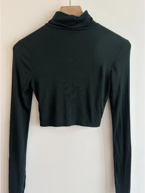 Aritzia Sunday Best Freshman Cropped Turtleneck Green Ribbed Top S thumbnail 5