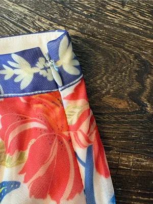 Farm Rio X Anthropologie Tiered Midi Skirt Women Small Cream Tropical Floral NWT thumbnail 8