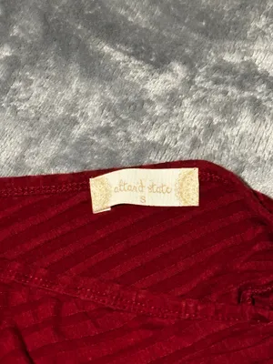 Altar'd State Ribbed V-Neck Short Sleeve Bodysuit in Burgundy thumbnail 5