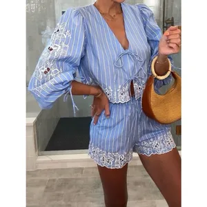 Future Collective Alani Noelle Eyelet Poplin Blouse and Matching Shorts Set L thumbnail 2