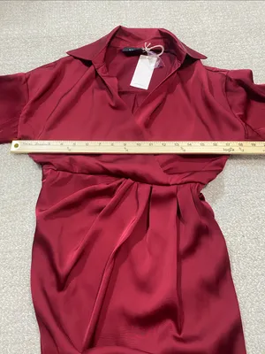 Vici Burgundy Satin Twist-Waist Midi Dress Size Xs thumbnail 11