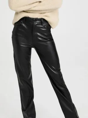 Pistola Cassie Black Faux Leather Super High Rise Straight Pants - Size - 29 thumbnail 1