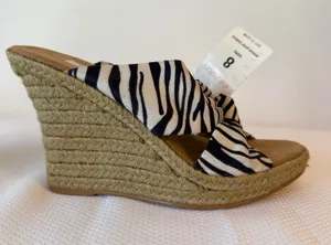 Xhilaration Y2K Knotted Zebra Print Rope Platform Heels thumbnail 1