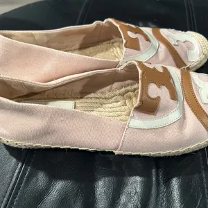 Tory Burch Blush Pink Canvas Espadrilles with Tan & Cream Logo thumbnail 7
