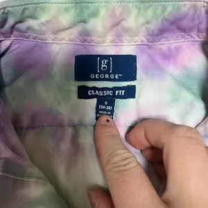 Tie-Dye Long Sleeve Button-Up Shirt - Purple & Green thumbnail 3