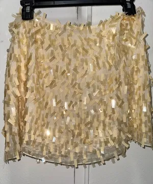 BCBGMaxAzria Eurosummer sequin sheer mini skirt size 4 cream/yellow mermaidcore thumbnail 1