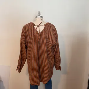 Free People Brown Striped Tunic Buttondown Top thumbnail 5