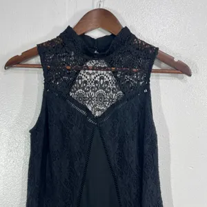 Abercrombie & Fitch‎ Lace Mini Dress XS Black Sleeveless High Neck Boho Gothic thumbnail 6