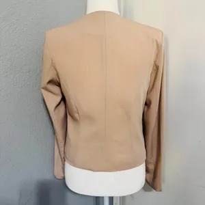 Haute Monde Womens Tan Open Front Blazer Jacket‎ Career Preppy Beige Medium thumbnail 2