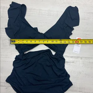 Charmo pregnancy swimsuit Ruched Twist Cutout Front Back Tie Maternity swimwear thumbnail 5