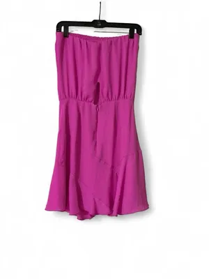 krisa Hot Pink Strapless Mini Dress Size Small Fuchsia Asymmetrical Ruffle thumbnail 4