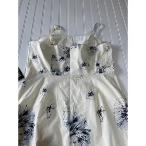 Express Womens Floral Tiered Midi Party Date Dress Cream Navy Blue Size L NWT thumbnail 9
