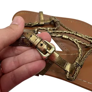Lauren Ralph Lauren Metallic Bronze Braided Strappy Thong‎ Sandals Size 6B thumbnail 5