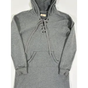 Hollister Womens S Gray Lace Up Longline Tunic Hoodie Sweatshirt Y2K thumbnail 9