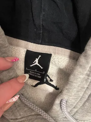 Jordan Gray Pullover Hoodie with Black Logo thumbnail 4