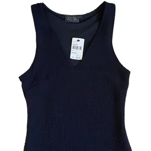 ASTR Navy Blue Waffle Knit V-Neck Tulip Hem Bodycon Dress‎ ADR93825 WMN's M NWT thumbnail 3