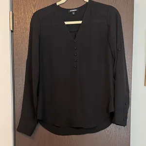 Express Women's Elegant Black V-Neck Blouse thumbnail 1