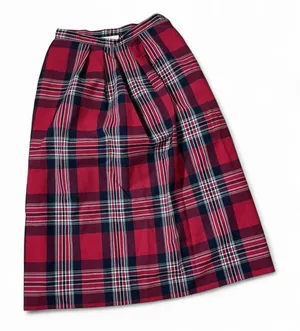 Pendleton Plaid Wool Skirt Size‎ 10 Red Navy White Pleated Midi Preppy thumbnail 1