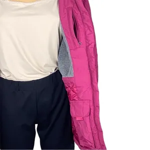 L.L.BEAN raspberry pink with grey trim Thinsulate Quilted winter coat Small VGUC thumbnail 4