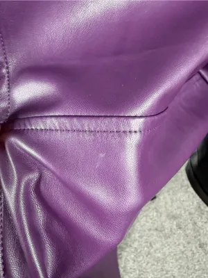 Badgley Mischka Purple Faux Leather Oversized Shirt Jacket Shacket M NWOT thumbnail 9
