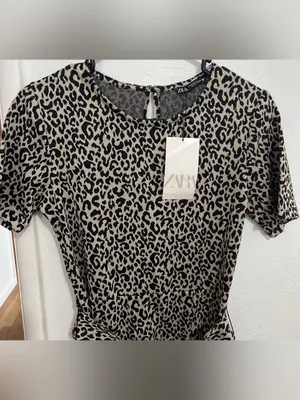 NWT Zara Animal Print Dress with Side Slit Size M thumbnail 8