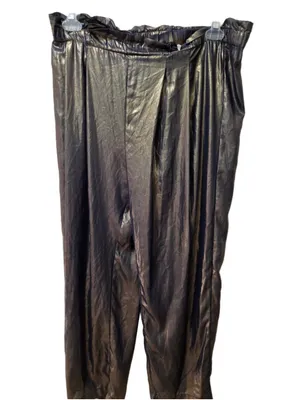 Free People "Le Melange" Metallic Gold Paperbag Trousers Size S (18” waist) thumbnail 2