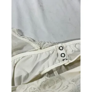 Floral Lace Sheer‎ Mesh High Neck Sleeveless Bodice Bodysuit Women M Ivory Edgy thumbnail 5