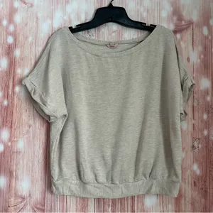 Eberjey Softest Sweats The Short Sleeve Sweatshirt Oatmeal Heather Size M thumbnail 2