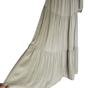 Anthropologie Mable Twist Cutout Tiered Maxi Dress Medium Green Puff Sleeve thumbnail 13