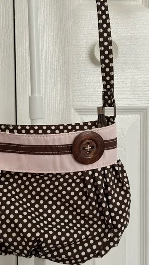 Cute Polka Dot Button Purse Brown thumbnail 3