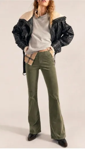 NWT olive green We The Free by Free People pull-on corduroy pants size 28 thumbnail 1