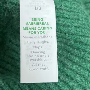 Aerie oversized green cable Knit Sweater size L thumbnail 3