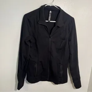 90 Degree by Reflex Women's Sz Large Full Zip Runner Jacket Black Stretch Pocket thumbnail 3