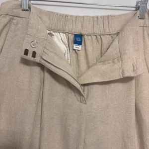 Old‎ Navy Taylor Wide Leg Trousers Womens L Beige Linen Blend High Rise Office thumbnail 5