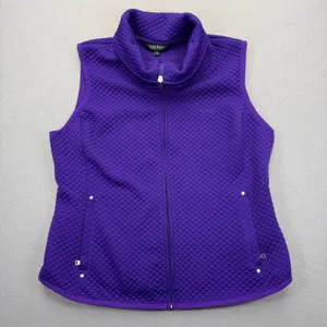 Lauren Ralph Lauren Purple Quilted Mock Neck Full Zip Vest XL 4700429386 thumbnail 1