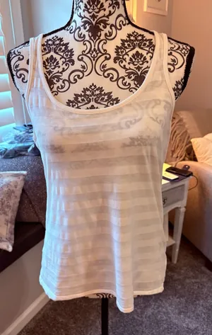 Gap size medium white striped tank top thumbnail 1