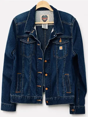 Vintage Carhartt Women's Denim Jacket Indigo Blue Size SP Pockets Light Wash thumbnail 2