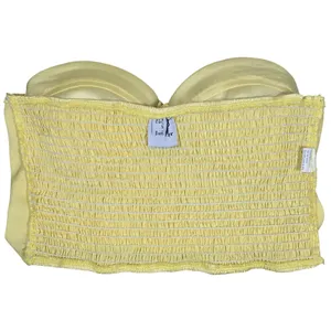 Princess Polly Yellow Satin Bustier Crop‎ Top US 8 Strapless Smocked Back thumbnail 4